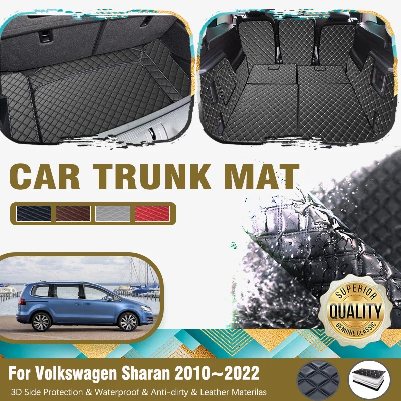 

Car Rear Trunk Mats For Volkswagen VW Sharan 7N SEAT Alhambra 2010-2022 Leather Storage Covrer Cargo Liner Boot Auto Accessories