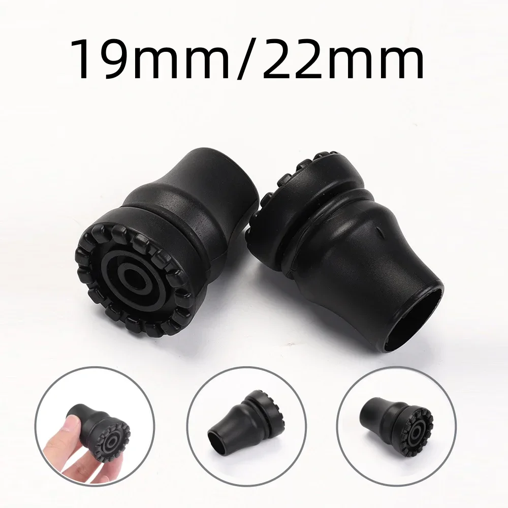 1 قطعة دائم الأسود 19 مللي متر/22 مللي متر عصا للمشي قدم المطاط رئيس العكاز اكسسوارات الرحلات استبدال المضادة للانزلاق نصائح عكاز قدم