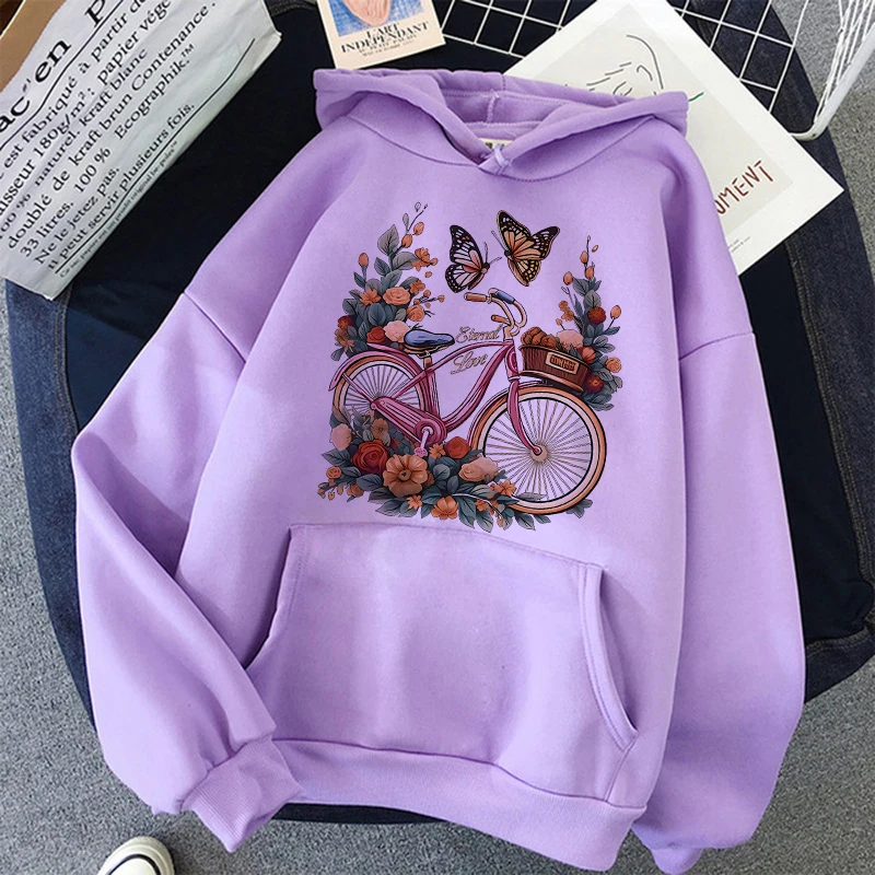 Choisissez être reconnaissant Floral vélo imprimé automne hiver sweats à capuche vêtements femmes graphique à capuche Vintage Y2k sweats pulls