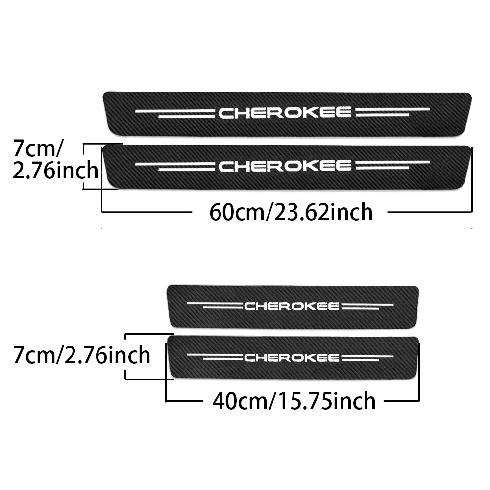 4pcs Car Carbon Fiber Sticker Auto Door Sill Protector Stickers For JEEP Grand Cherokee WK WK2 KJ KK KL Commander XK XH Renegade