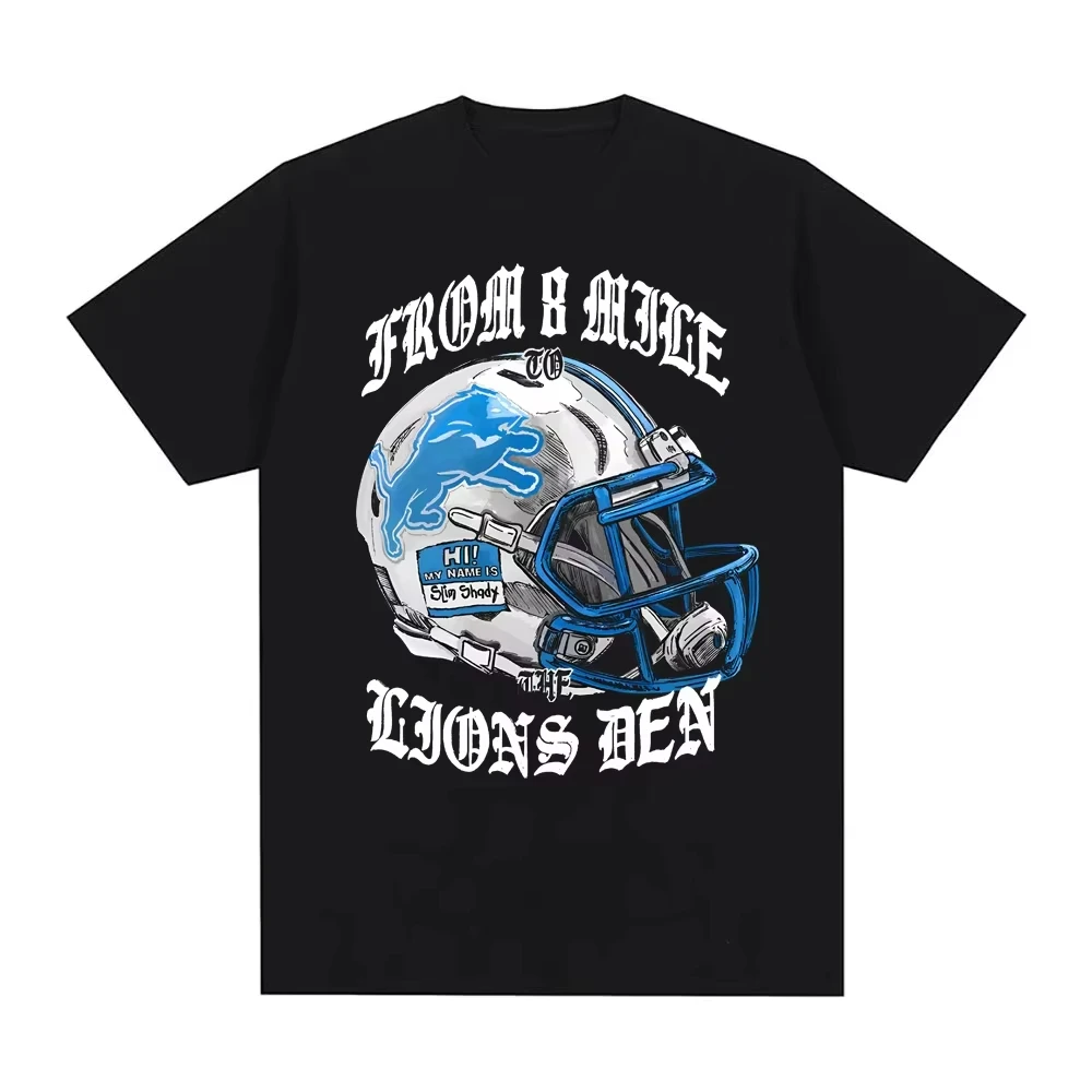 Eminem & Lions Helmets graphic 100%cotton unisex shirt 2026 Summer New O-neck Men's Y2k hip hop Short Sleeve Tshirt fan gift