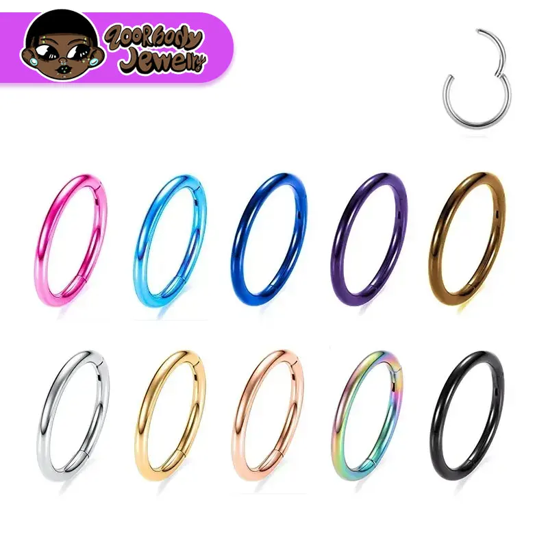 G23 Titanium Nose Piercing F136 Implant Grade 14G 16G 18G 20G Clicker Diaphragm Tragus Piercing Sexy Body Jewelry Wholesale