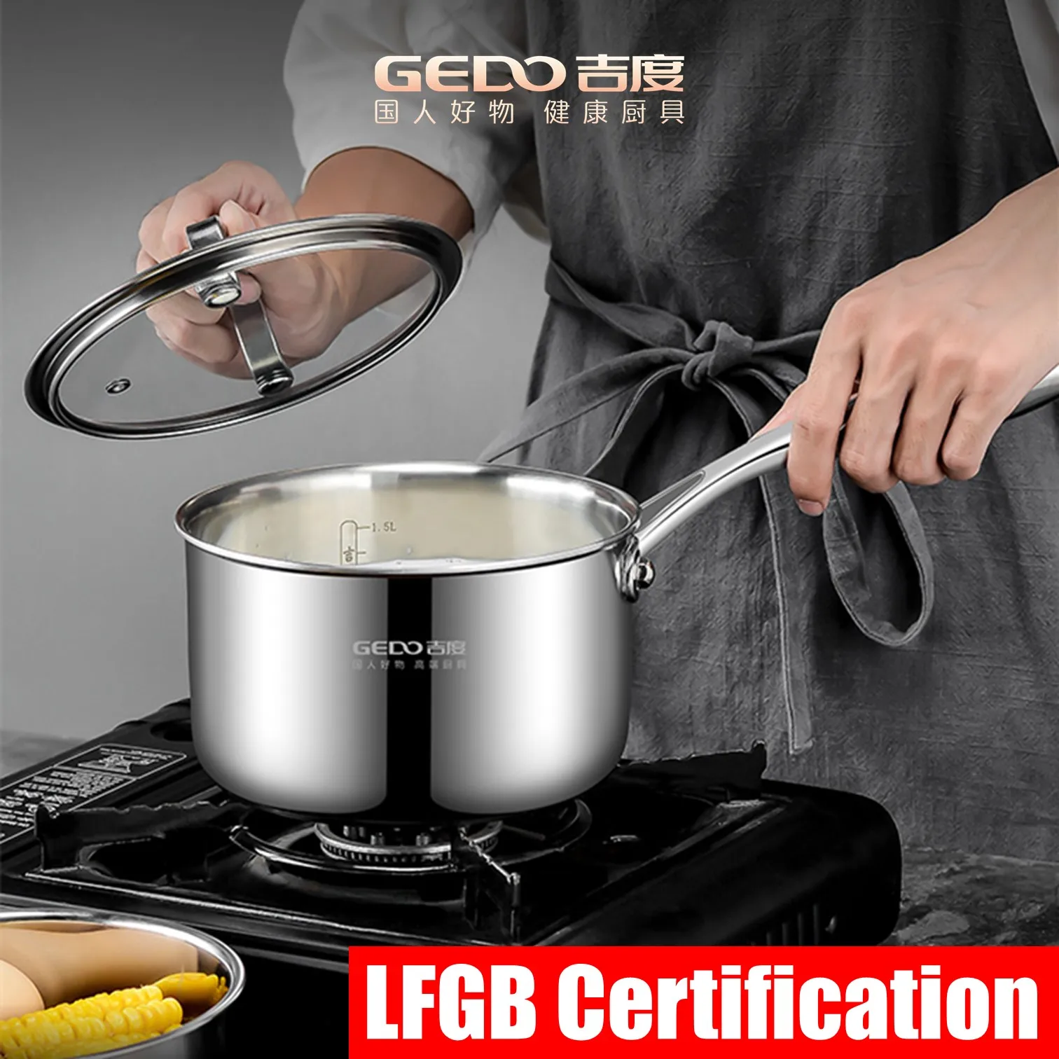 

LFGB Certification Sanitary Ultra Thick 5 Layers Milk Pot 16~18cm Diameter Breakfast Frying Pot Kitchen Mini Pot for Stewing
