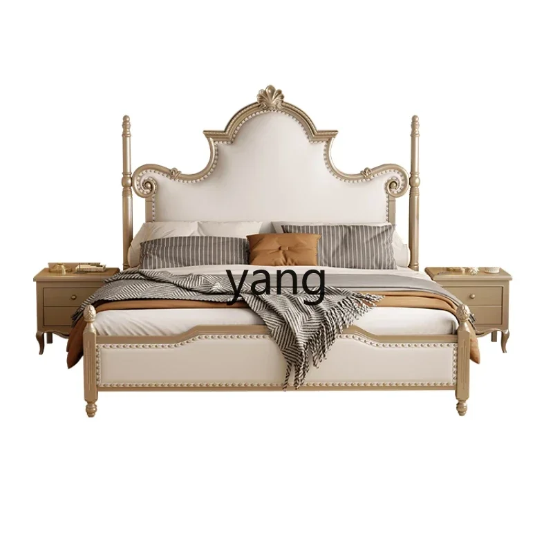 

XYY full solid wood double bed carved luxury villa high PC and console game bedroom luxury princess bed
