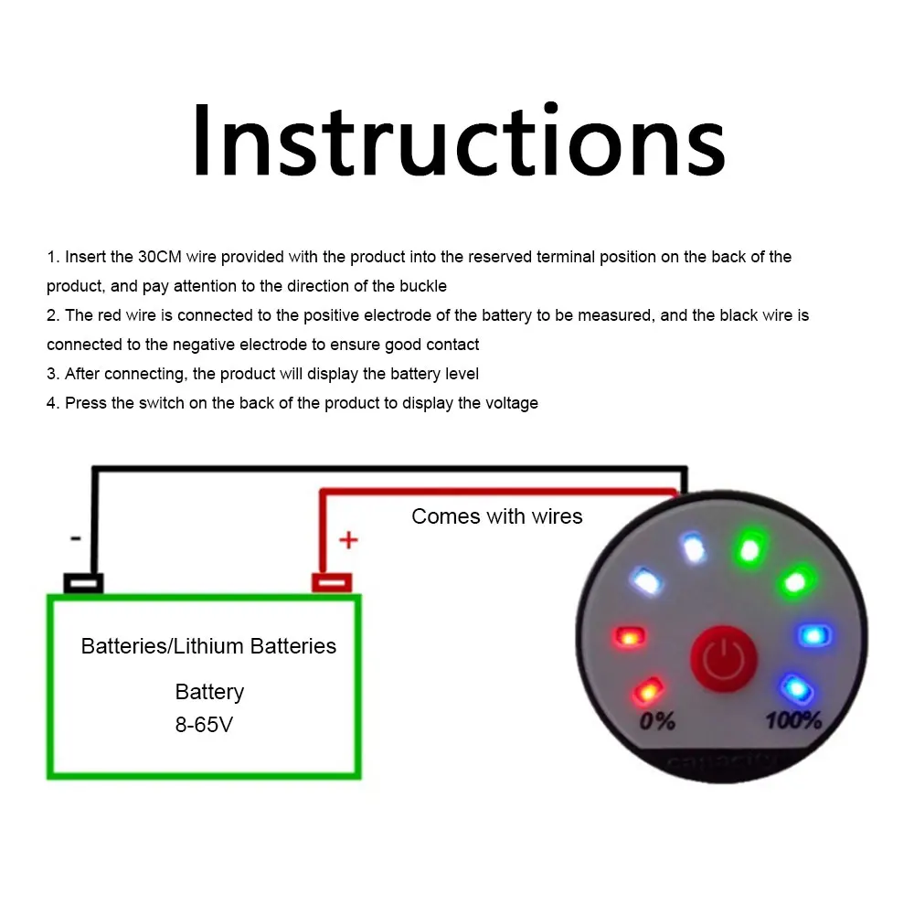 Programowalny 4.2V 7.4V 12V 16.8V 22V 24V 36V LED litowo/akumulator kwasowo-ołowiowy wskaźnik pojemności wyświetlacz miernik poziomu mocy