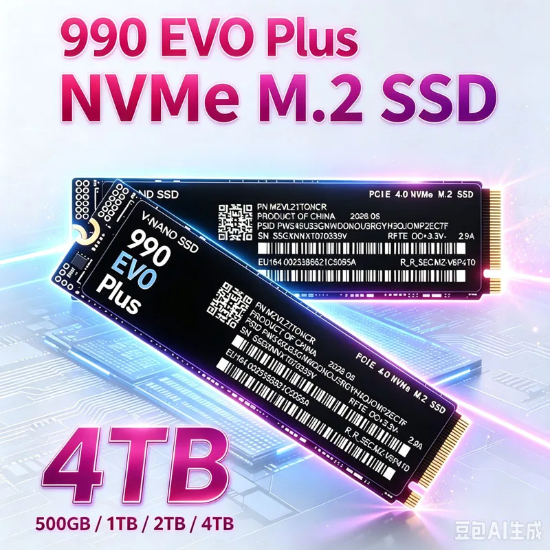 SSD M.2 NGFF 990EVOPLUS, PCIe 4.0, formato 2280, SSD interno, 500 GB/1 TB/2 TB/4 TB, armazenamento de alta velocidade para portáteis e computadores de secretária.