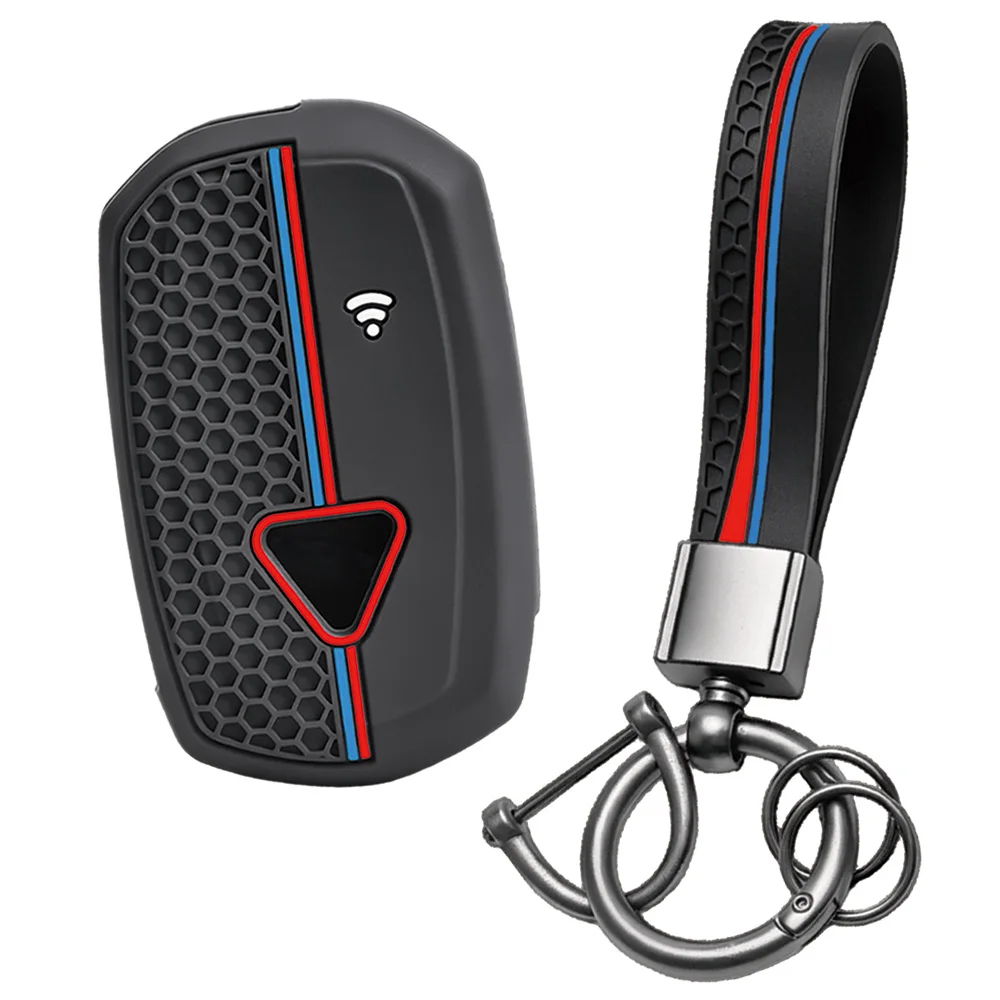 For Triumph Speed Triple RS Tiger 1200 Rocket 3 silicone motorcycle key fob cover with wrist strap and key ring