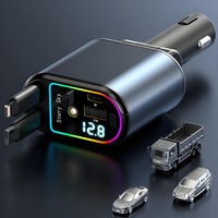Upgraded New Starlight Retractable USB C Car Charger Adapter,4-in-1 120W Car Phone Fast Chargers for iPhone,iPad,Android Phones