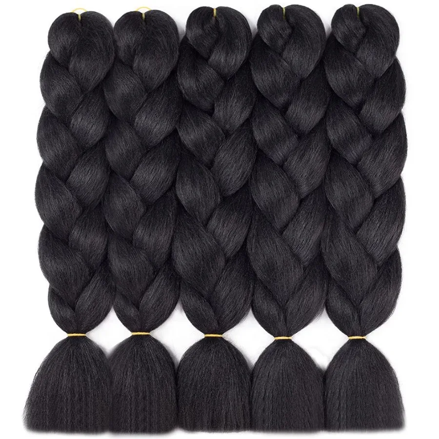 5 قطعة مجموعة جامبو تجديل وصلات شعر 24 بوصة الشعر الاصطناعية لتضفير ارتفاع درجة الحرارة الألياف الأفرو الكروشيه تويست نسج هاي #2
