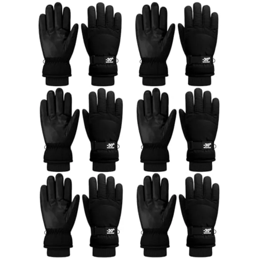 

6 Pairs Mens Winter Snow Gloves Women Warm Waterproof Ski Mittens Adjustable for Adult Cold Weather