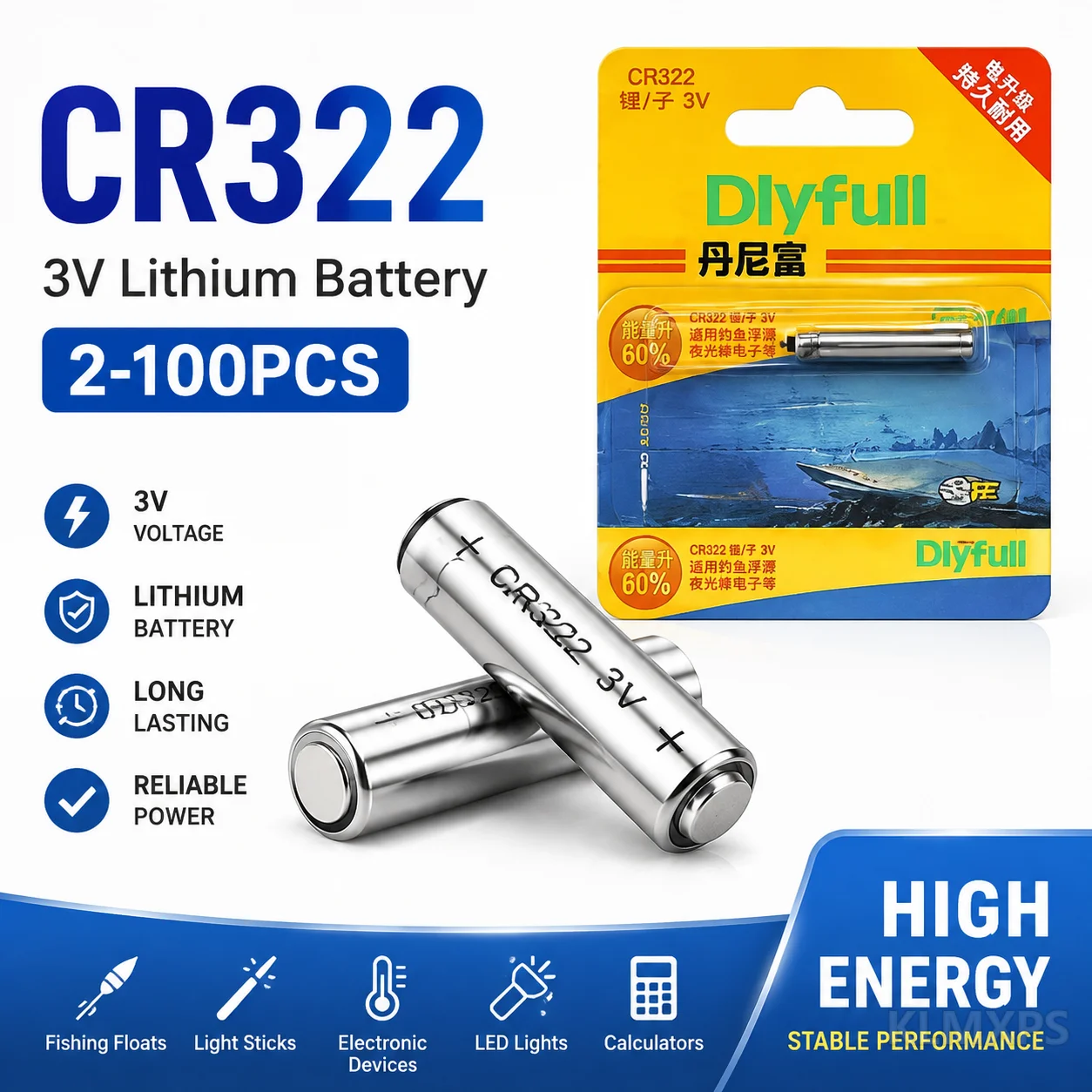 CR322 Fishing Float Battery for Electronic Fishing Floats and Bobbers Luminous Light Tackle Accessory 5-100PCS