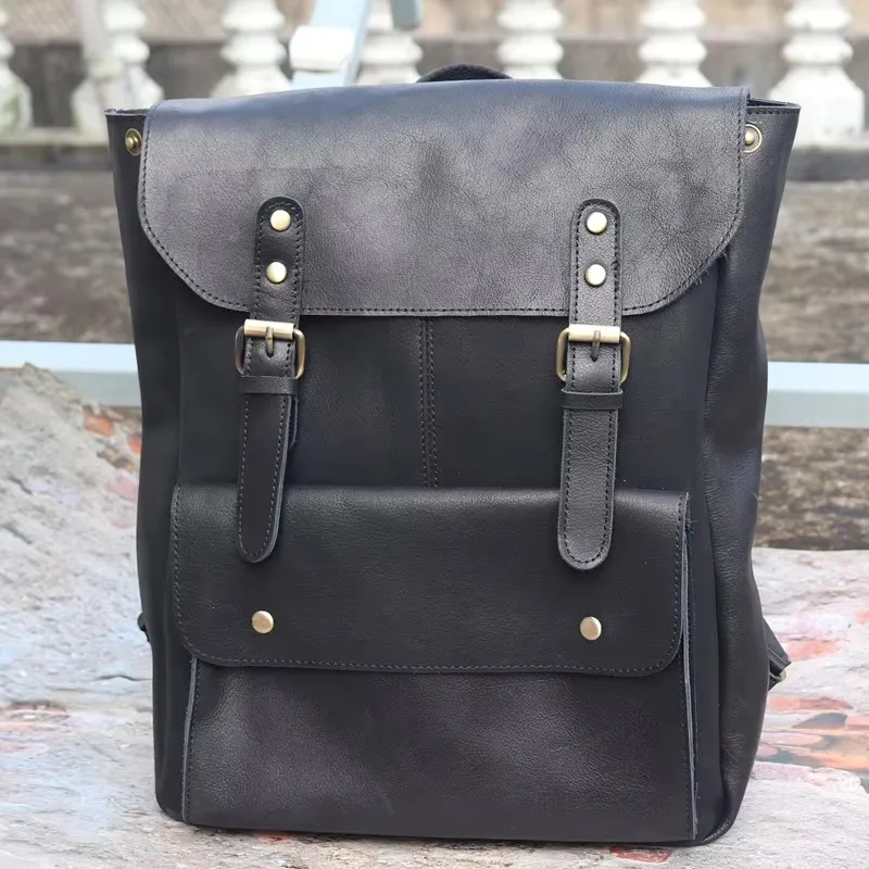

Natural Leather Backpacks For Women Retro Luxury Genuine Leather Unisex Large Cpacity Travel /Daily School Bags