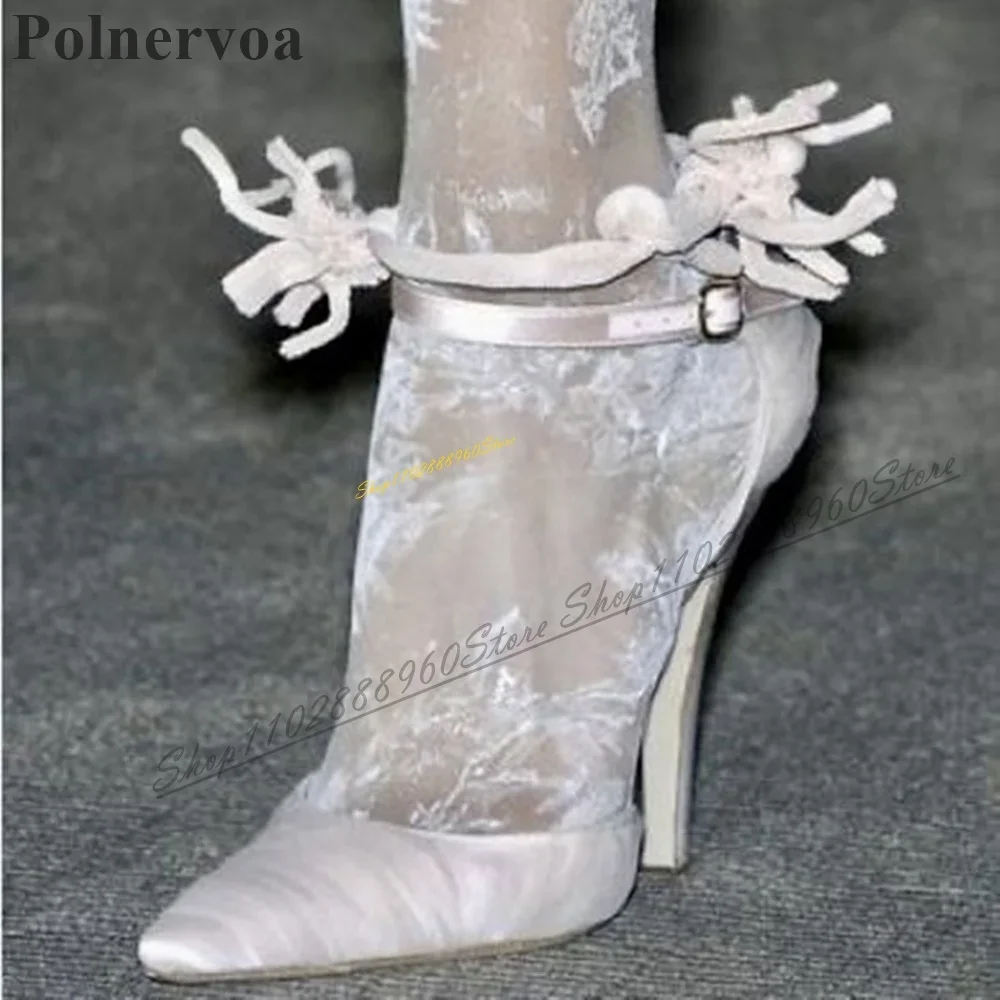 

Lovely Pink Silk Air Mesh Sandals Thin High Heel Women Shoes Ankle Buckle Strap Pointed Toe 2024 Fashionable Zapatos Para Mujere