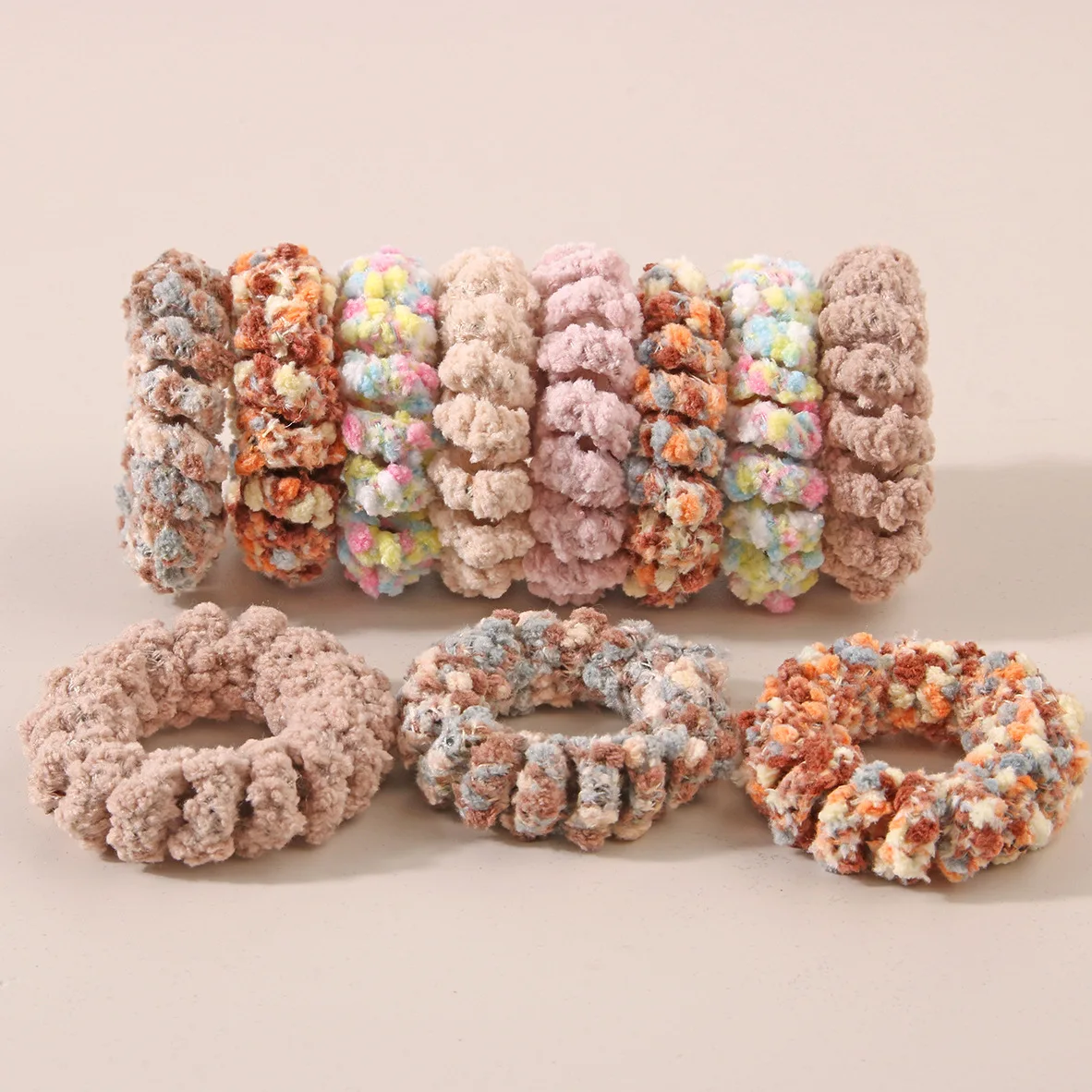 

Women's Hair Tie Elastic High Stretch Plush Simple Hair Bands Winter Wool No Metal No Damage Seamless Hair Ropes Ponytail Holder