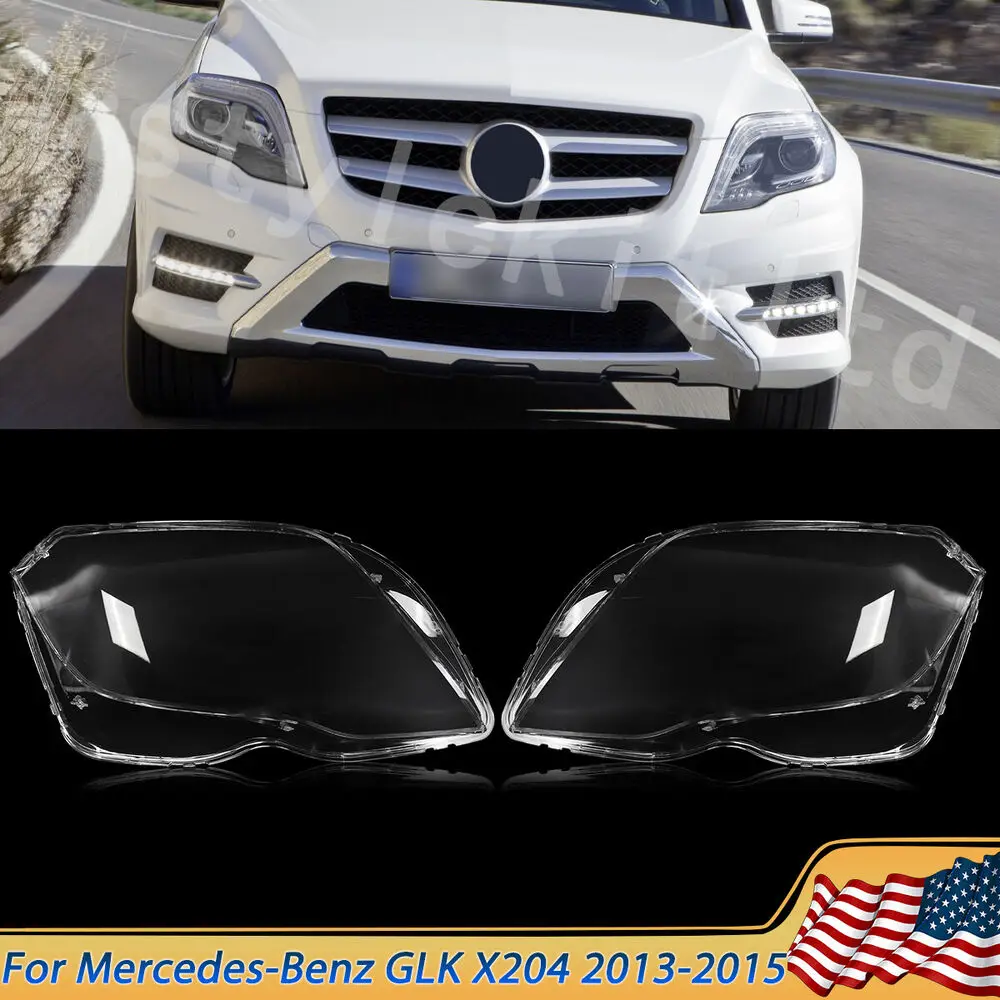 

For Mercedes-Benz GLK X204 Left & Right Headlight Lens Cover 2013 2014 2015