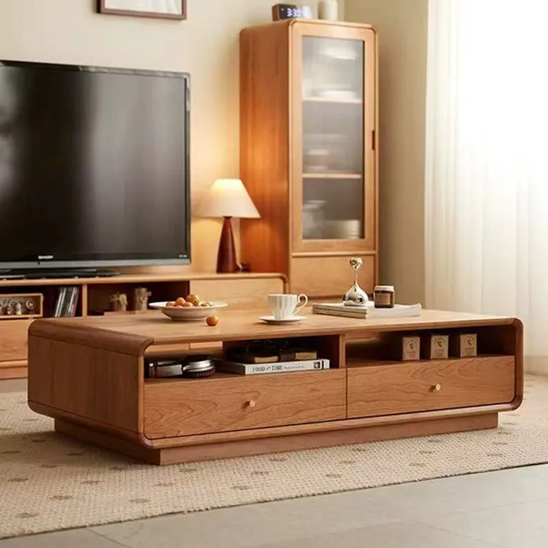 

Customizable North American solid wood multi-functional storage with drawer storage coffee table