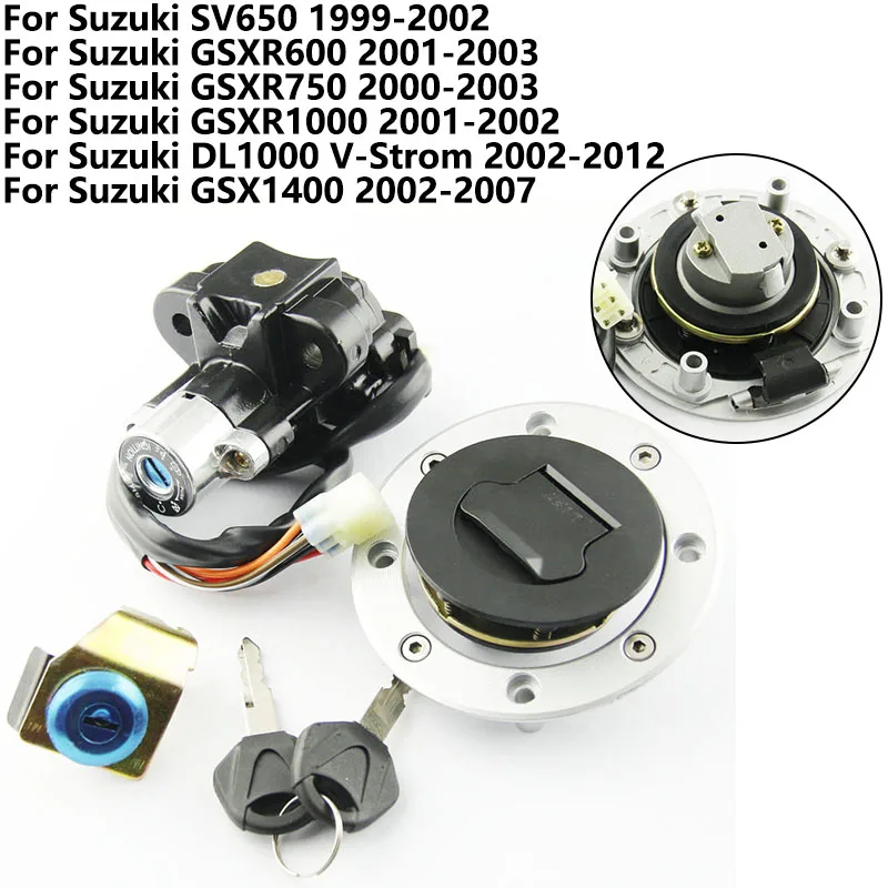 

Мотоцикл топливный бак для газа крышка блокировки набор для Suzuki SV650 1999 2000 2001 2002 GSXR600 GSXR750 GSXR1000 DL1000 V-Strom GSX1400