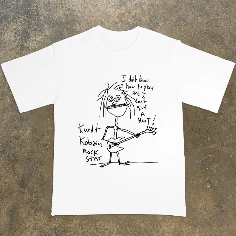 

2025 Kurt Cobain Rock Nirvana American Street Fashion Brand Pure Cotton Round Neck T-shirt Short Sleeve High Quality Luxury