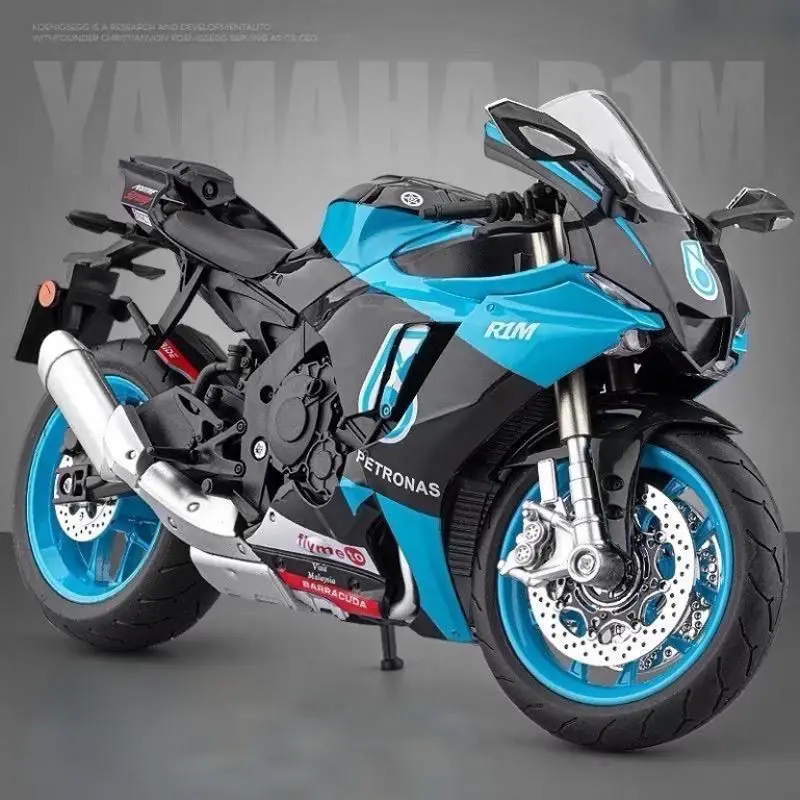 

1/9 YAMAHA YZF-R1M гоночный мотоцикл из сплава, литой под давлением металлический уличный спортивный мотоцикл, модель моделирования с легкой детской игрушкой в подарок
