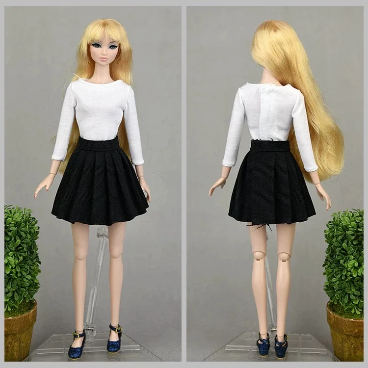 30cm Fashion Doll Clothes College Style Pleated Skirt JK Short Dress Suitable For 1/6 BJD Doll Xinyi FR Supermodel Peach Blythe