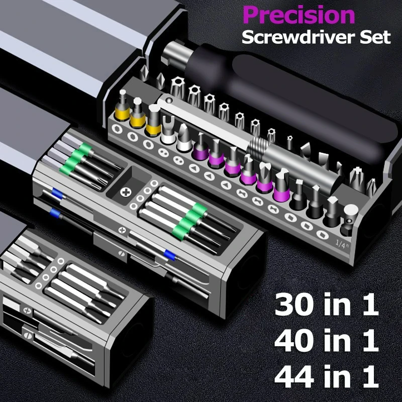 Zestaw wkrętaków Precyzyjne magnetyczne końcówki wkrętakowe 30/40/44 w 1 Mini narzędzie do naprawy urządzeń domowych Naprawa zegarków telefonicznych