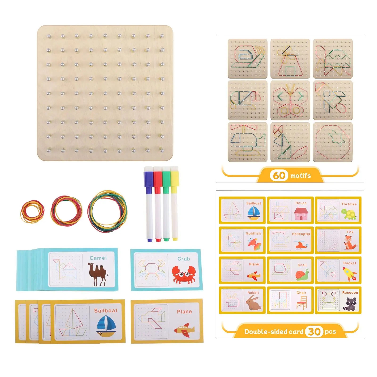 Creative Wooden Geoboard Set for Kids - Enhance Learning and Fun