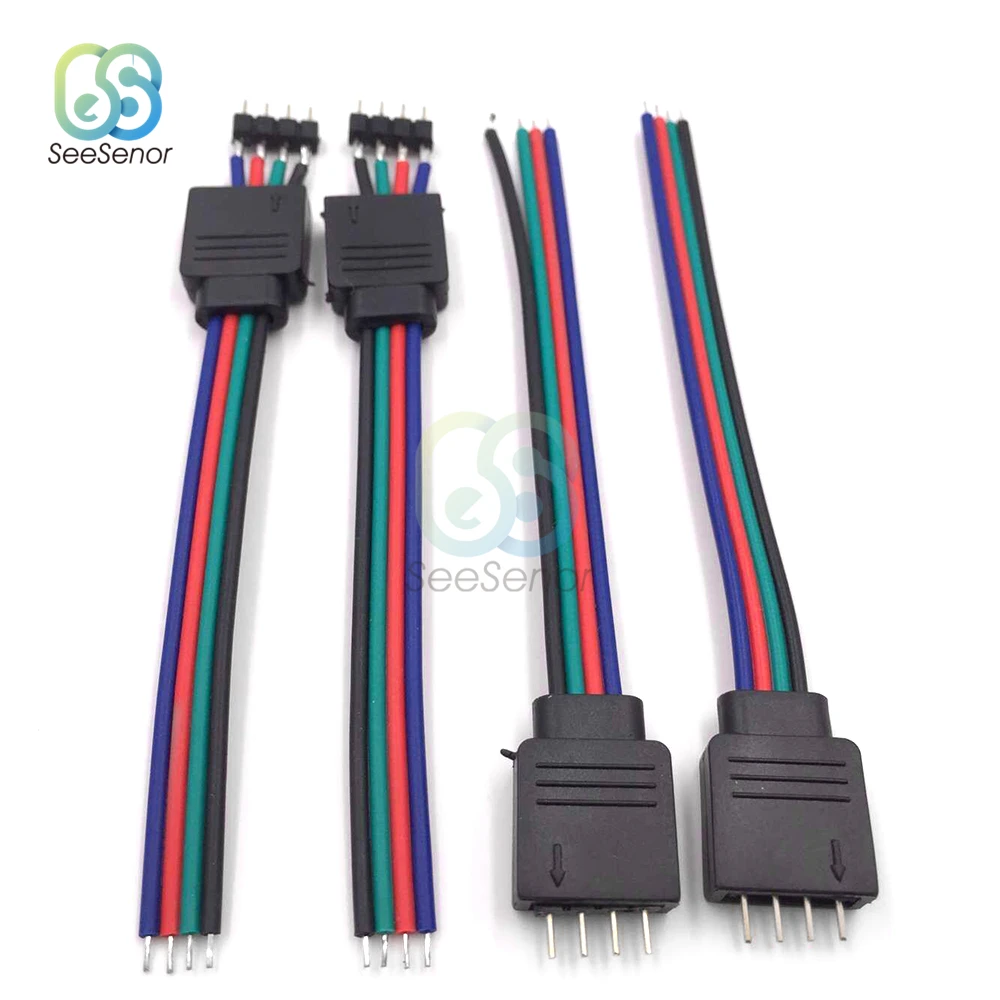 10CM 4Pin 5Pin LED RGB Strip Light Connector Male/Female Plug Socket Connecting Cable Wire for 5050 RGB RGBW Led Strip Light