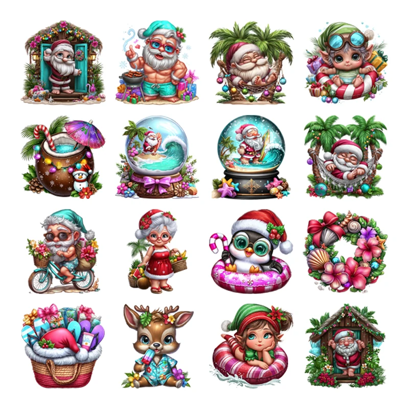 

29pcs Christmas Pet Santa Claus & Grandma Holiday-Themed Heat-Transfer Vinyl Pattern Decals, Suitable for Tshirts, Jeans, Jacket