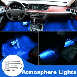 Car Assecories For Genesis g80 g70 gv80 g90 Led Lamp Usb Foot Ambient Light Interieurs Voiture Blue