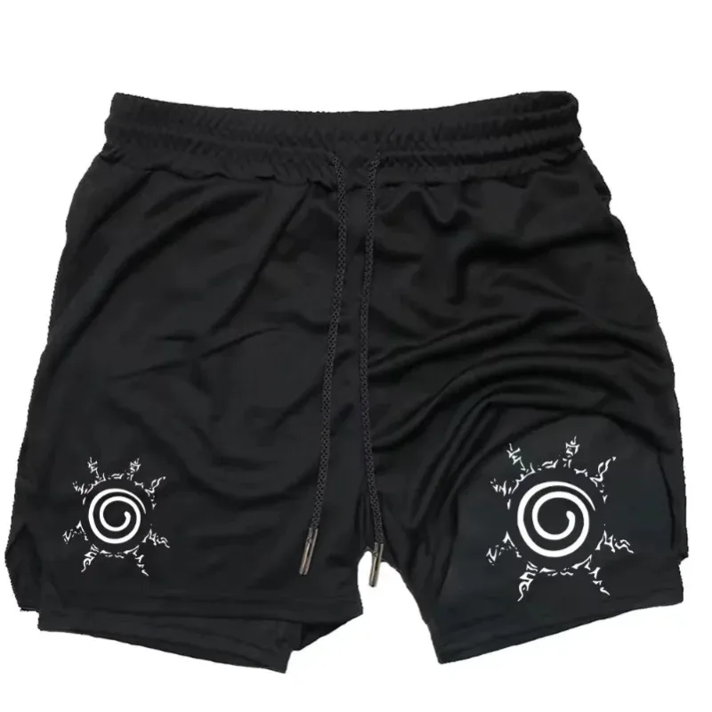 Men Double-Layer Shorts Trendy Summer Quick Dry Style 2-in-1 Double Deck Fashion Sweat Absorbent Jogger for Sports Fitness Fit