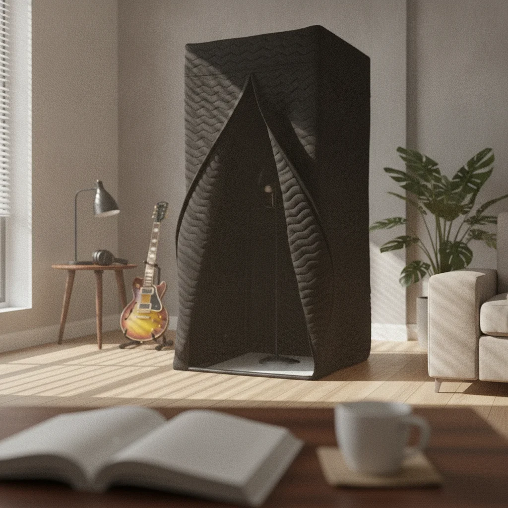 Vocal Isolation Booth Wave-Textured Portable Vocal Booth Noise Reduction High-Density Acoustic Padding for Home Studio