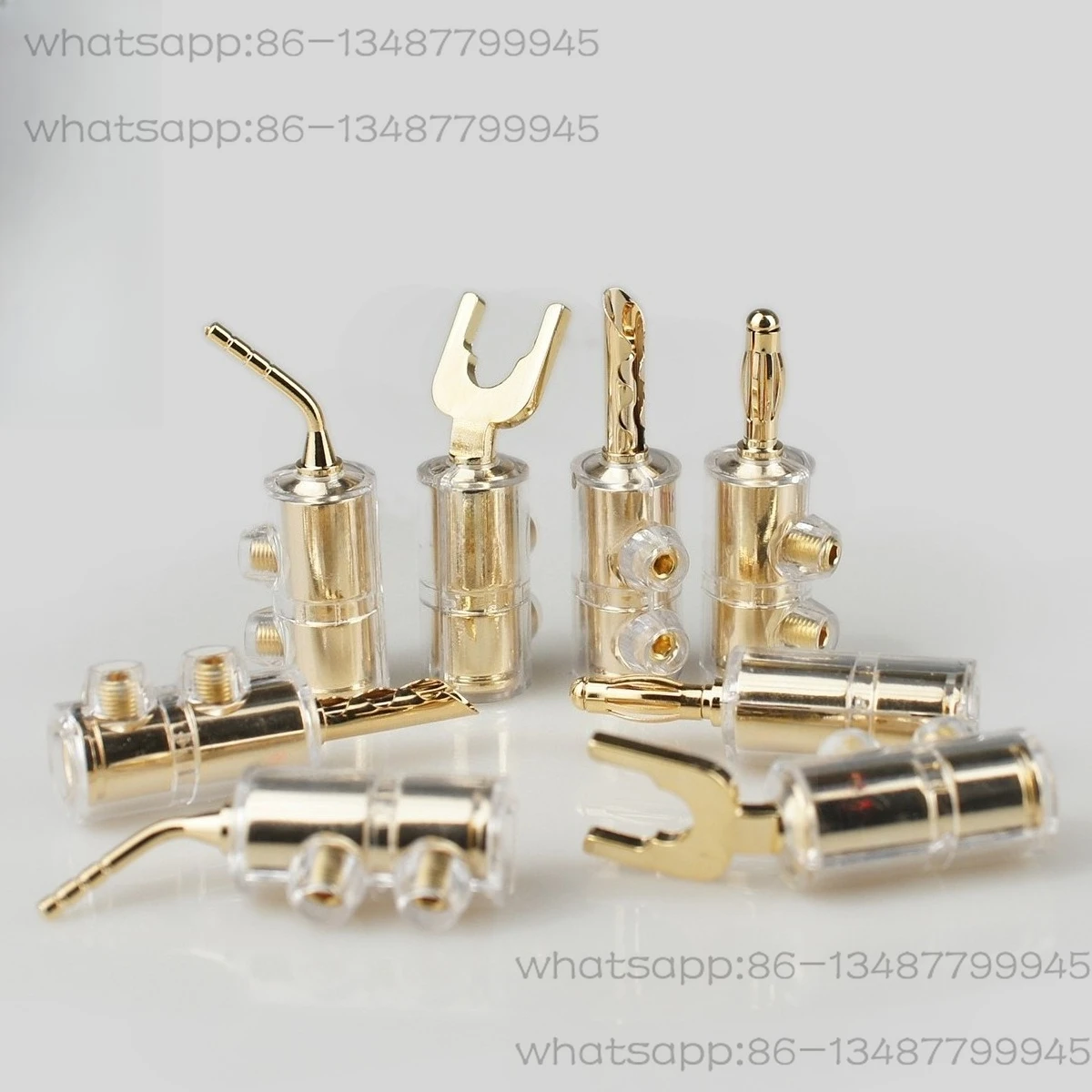 

Gold-plated Crystal Banana Plug for Audiophile Audio Speakers, Lantern Plug Y Slotted Banana Heads (10 in A Pack)