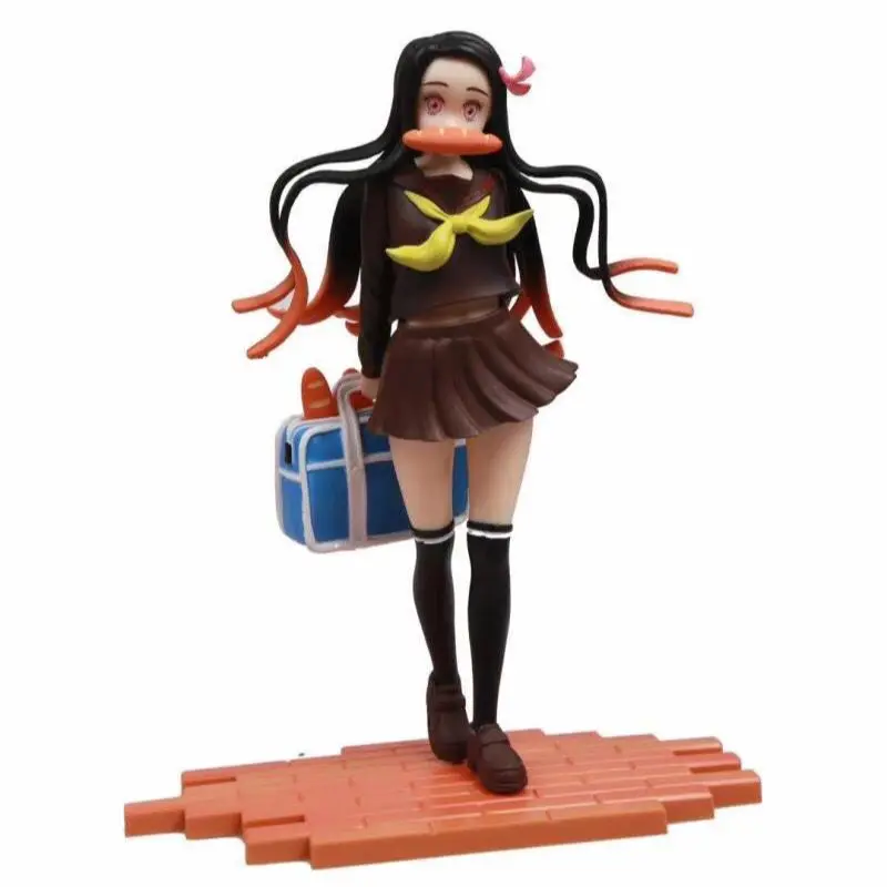 

Anime Demon Slayer School Uniform Kamado Nezuko Standing Posture Statue PVC Action Figure Collectible Model Toy Boxed