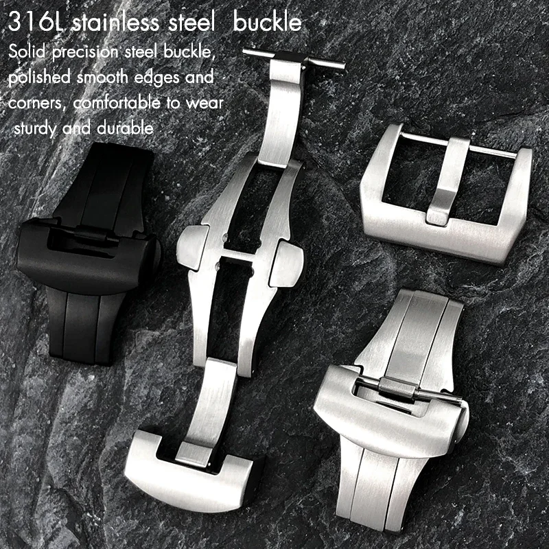 Застежка-бабочка из нержавеющей стали 316L для Panerai, 20 мм, 22 мм, металлический винт, складная пряжка, кнопка развертывания