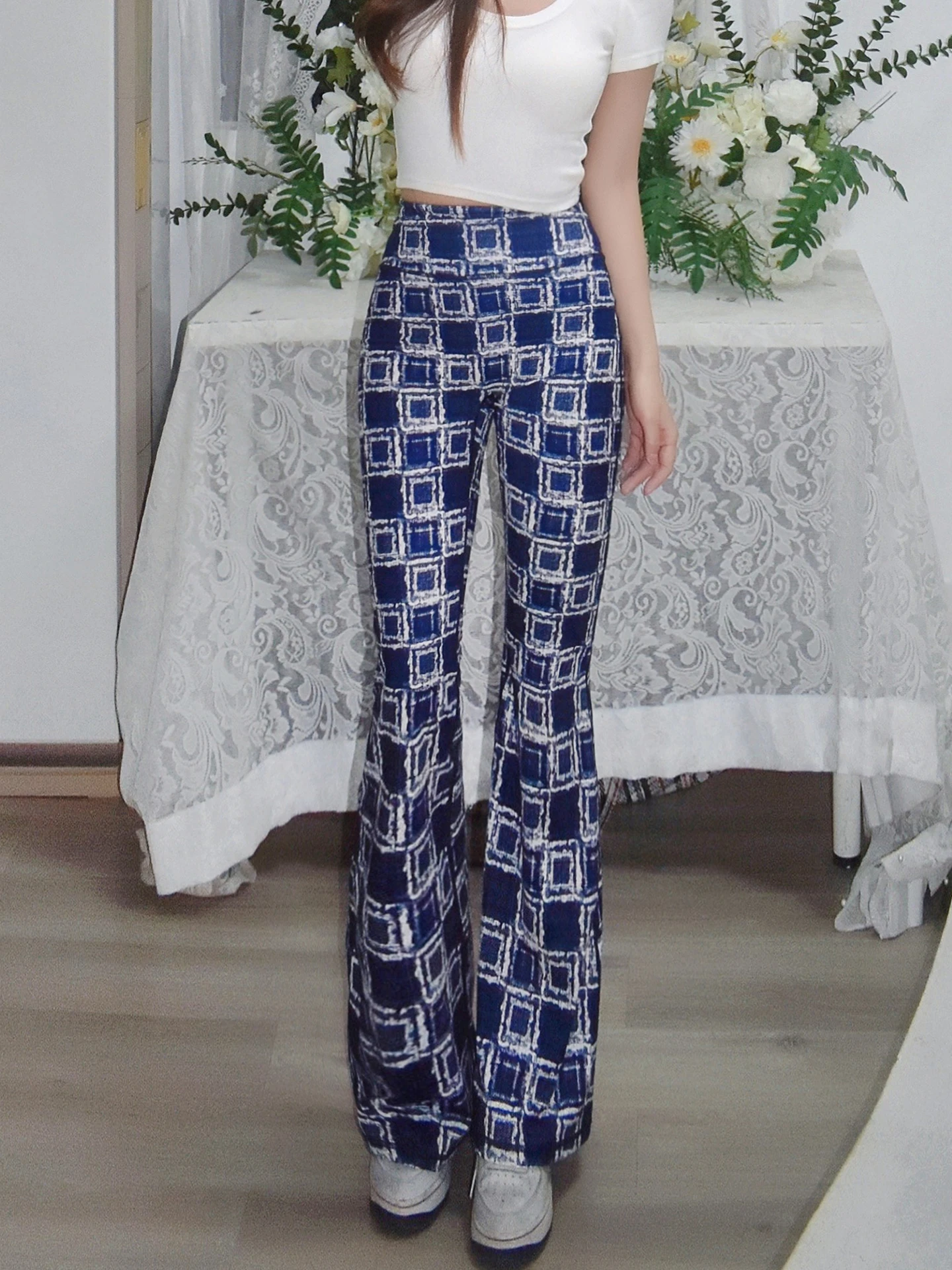 

Cofina High Waist Bell Bot Yoga Pants Women's Autumn Print Casual High Waist Lift Butt Micro Flared Pants Breathable