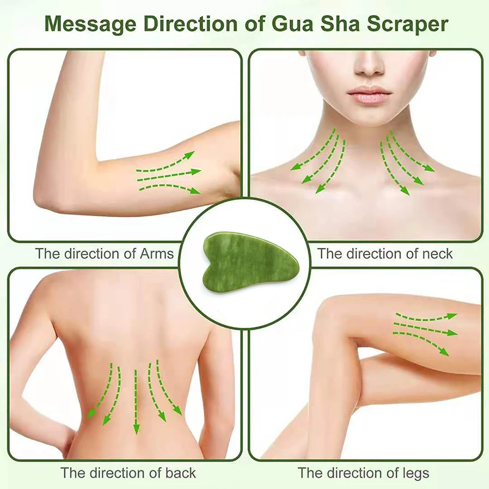 1PC Natural Jade Stone Gua Sha Board Massage Guasha Scraper Plate Face Beauty Health Massager Tools For Face Neck Back Skincare