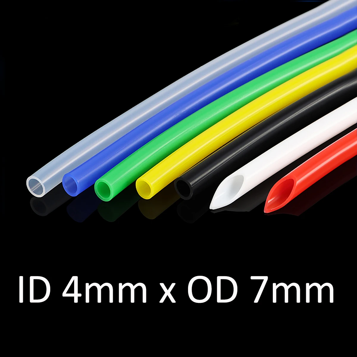 4mmx7mm Food Grade Silicone Tube ID 4mmx OD 7mm Thickness 1.5mm Flexible Hose -40°C to 180°C Soft Pipe Yellow Blue White Red