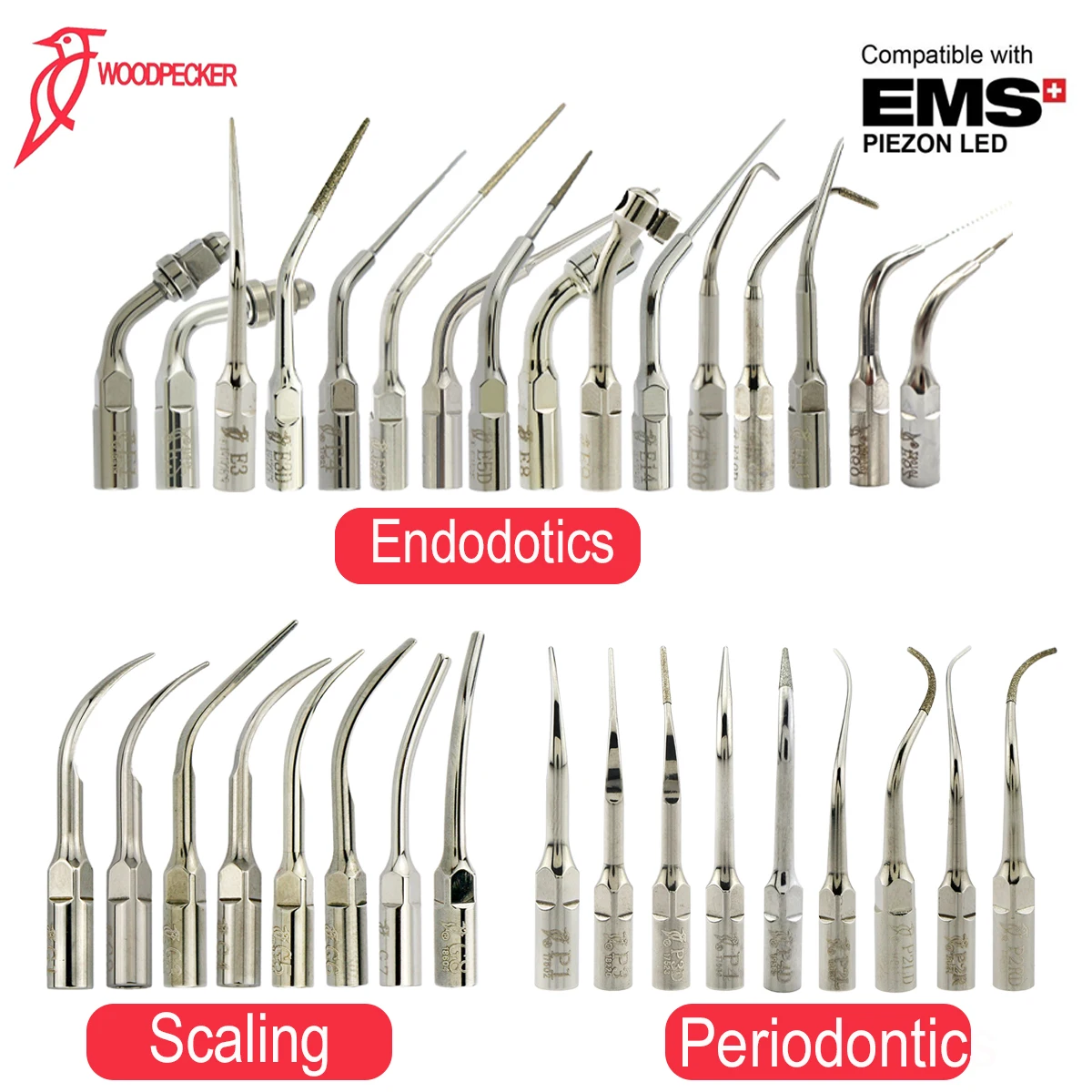 Woodpecker Dental Ultrasonic Scaler Build In UDS N2/N3 LED Handpiece Scaling Tips Endo Scaler Tip Fit EMS UDS dentista Chair Unit