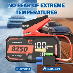 8250A Car Battery Jump Starter 12V Pro Portable Booster PD65w 26000mAh Battery Car 13L For Emergency Car Booster Starting Device