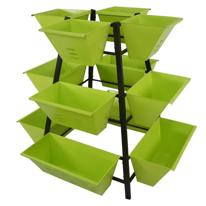 for Modern Vertical Gardening Box Steel Raised Garden Pot Triple Tier Planter  Outdoor Indoor Use Four Sided Design