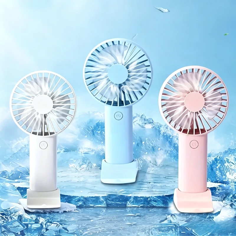 Mini Handheld Fan USB Charging Desktop Small Fan Indoor and Outdoor Wind Mute Small Fan Available Mobile Phone Holder