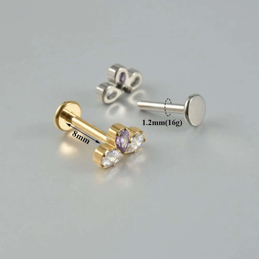 Women's Titanium CZ Ear Cartilage Labret Stud Earring