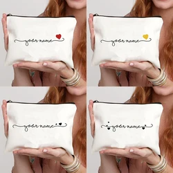 Custom Name With Heart Makeup Bag Women Wedding Bachelor Party Gift Travel Cosmetic Organizer Side Bag for Ladies Luxury Purse