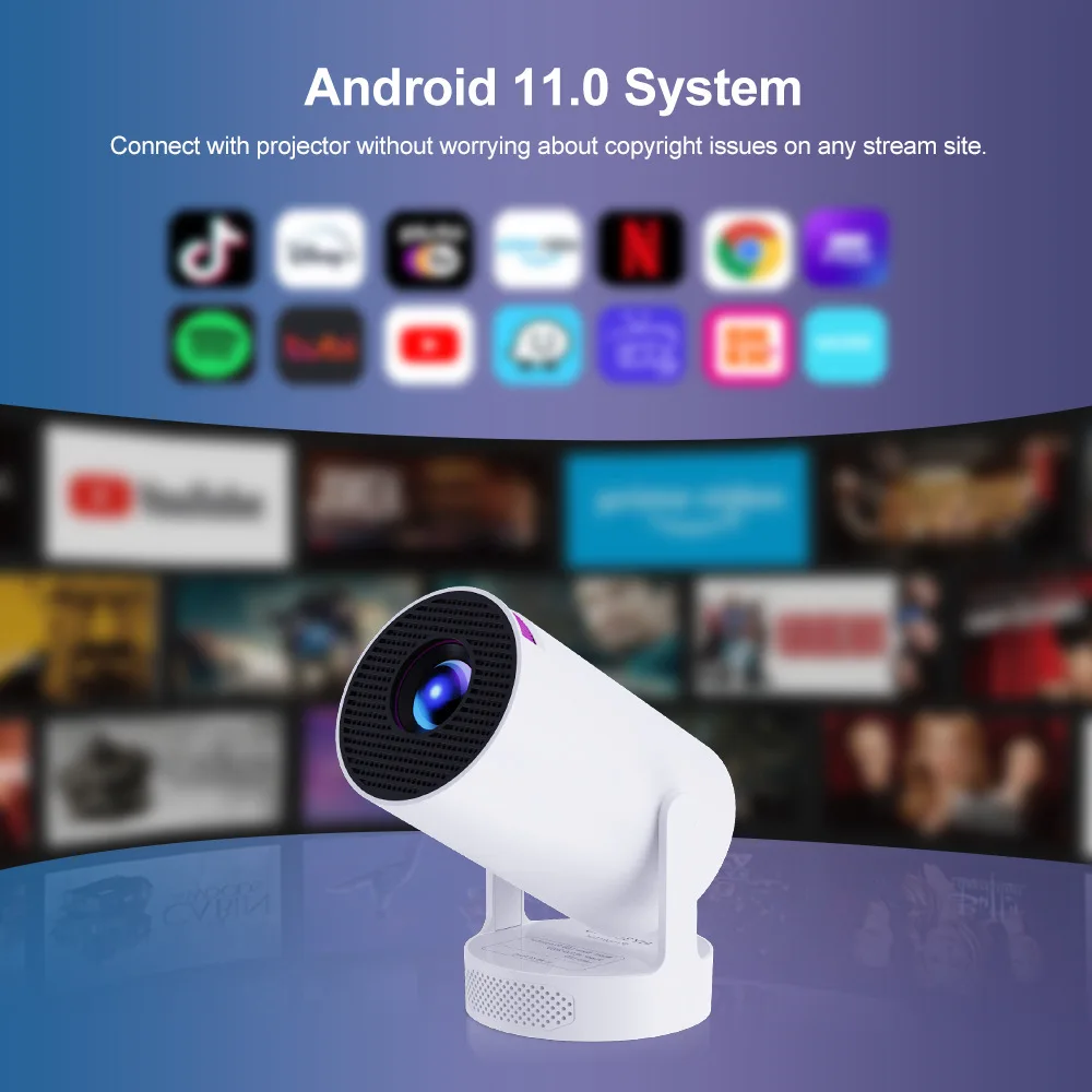 جهاز عرض جديد HY300 Pro 4K Android 11 Dual Wifi6 290ANSI Allwinner H713 BT5.0 1080P 1280*720P جهاز عرض خارجي للسينما المنزلية