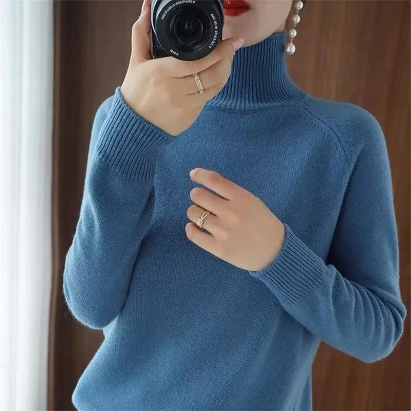 2023 New Spring Autumn Women\'s Sweater Turtleneck Pullover Slim Solid High-quality Warmth Comfort Pendulous Feel Knitted Jumper