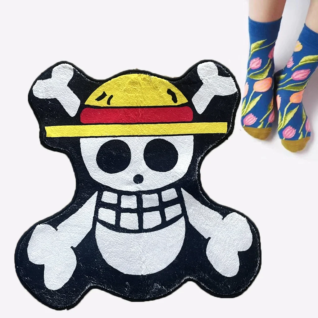 One Piece Home Cartoon Rug Luffy Skeleton Irregular Plush Floor Mat Bedroom Bathroom Non slip Decorative Carpet