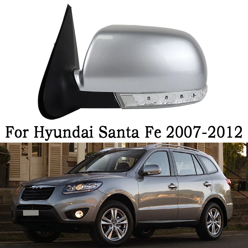 Car Side Rearview Mirror With Lamp For Hyundai Santa Fe 2.4L 2.7L 2007 2008 2009 2010 2011 2012 Rear View Mirror Accessory