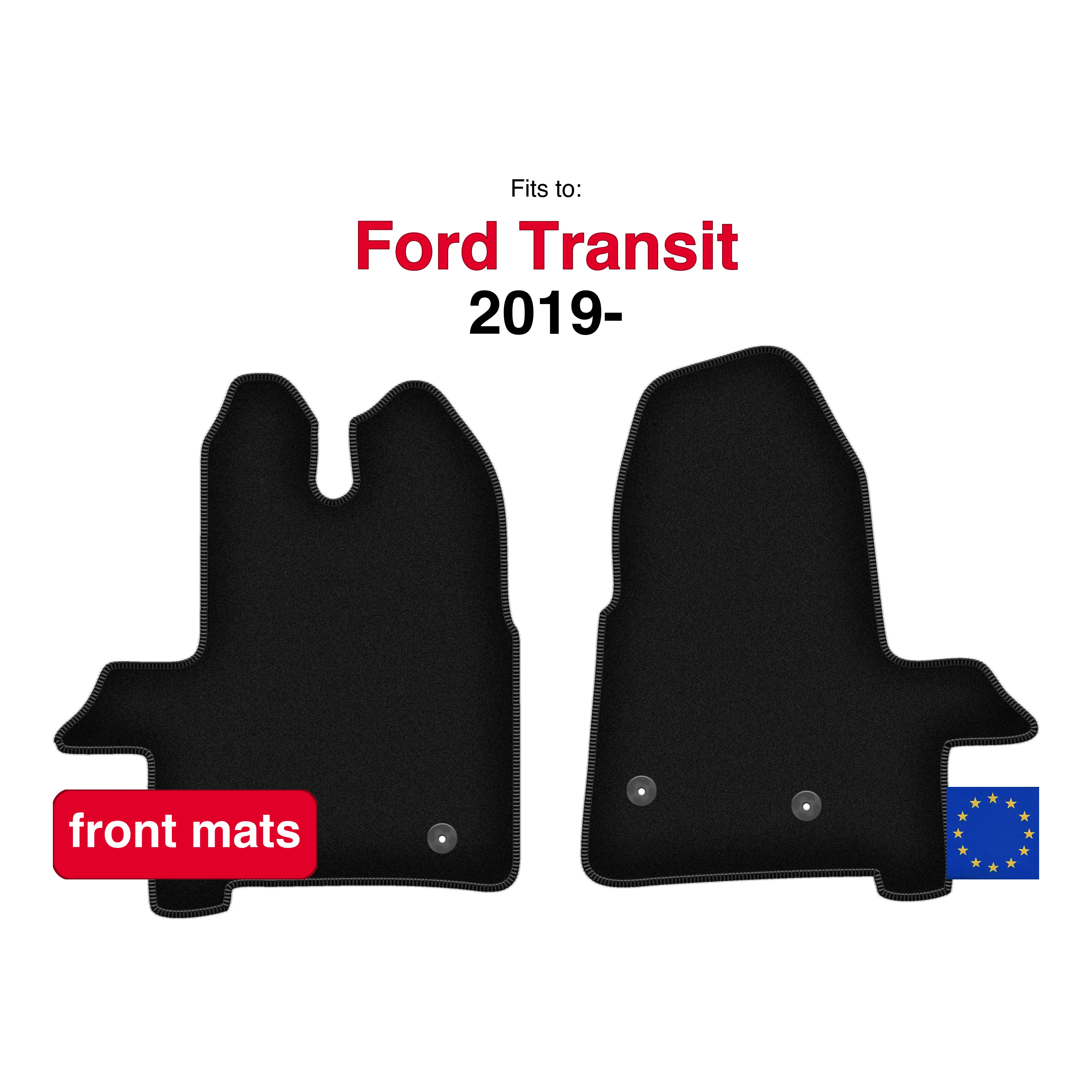 Velours vloermatten voorin voor Ford Transit bestelauto (2019-) - Zwart (2 stuks) set vloermatten voorin de auto