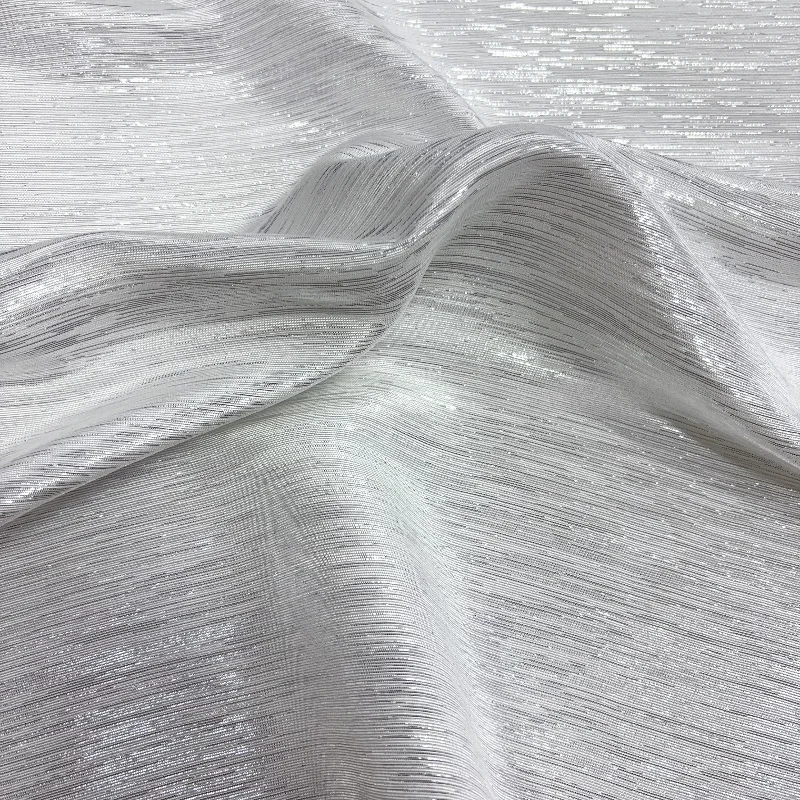 Is Sewing A Textile Craft - Zilverwit glanzend metallic glansstof mode shirt