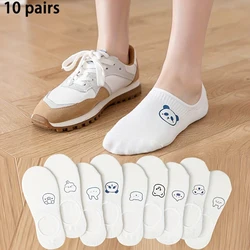 10 Pairs Cute Cartoon Print Short Socks, Soft & Lightweight Non-slip Low Cut Ankle Socks, Women's Stockings & Hosiery